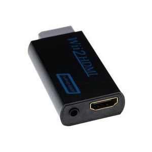 vhbw HDMI Adapter kompatibel mit Nintendo Wii Spielekonsole auf HDMI Monitor / HDTV Konverter + 3,5mm Audiobuchse - schwarz