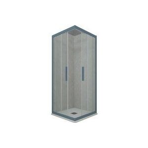 Eck-Duschkabine in pvc 100x100 Klarglas Marineblau Kolors