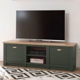 Lomadox - Landhaus TV-Lowboard CINCINNATI-61 in grün mit Wotaneiche, b/h/t: 152/51/45cm