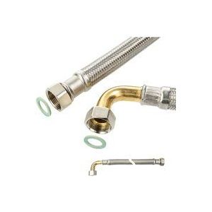 Flexschlauch Panzerschlauch dn 19 - 3/4 ÜWM-Bogen 90° x 3/4 üwm x 1000 mm, dvgw, ktw-a - Tecuro