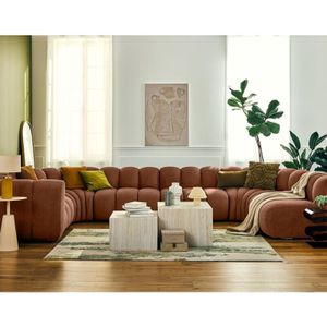 Lisa Design - Debbie - modulares sofa panorama-rechtswinkel 7-sitzer in strukturiertem stoff - terrakotta