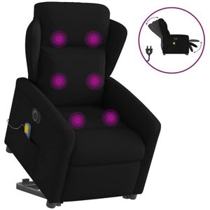 Elektrischer Massagesessel mit Aufstehhilfe Schwarz Stoff