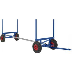 Kongamek - Langgutwagen in blau mit 4 Eckpfosten 4000mm lang 3500kg Tragkraft Pannensicher