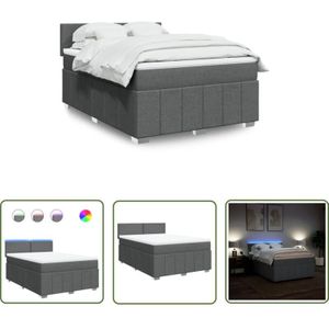 VidaXL Boxspringbett mit Matratze Dunkelgrau 140x190 cm Stoff