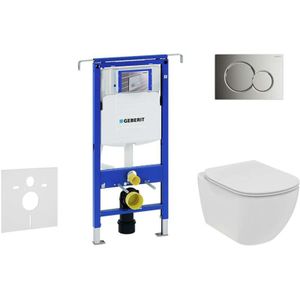 Duofix - Set von Vorwandelement, Wand-WC und WC-Sitz Ideal Standard Tesi, Betätigungsplatte Sigma01, Rimless, SoftClose, Chrom poliert 111.355.00.5