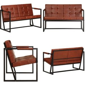 Vidaxl - 2-Sitzer-Sofa Braun Echtes Ziegenleder - Ledersofa - 2-Sitzer Sofa - Couch - Vintage Sofa - Braun Sofa - Home & Living