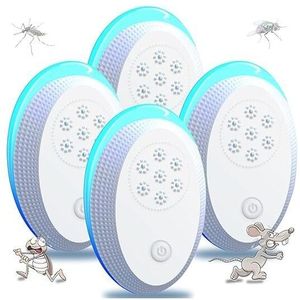 Linghhang - Ultraschall-Mückenabwehrstecker, Ultraschall-Mäusefliegen-4er-Pack, wirksames Mäuseabwehrgerät zur Abwehr von Ratten, Spinnen, Mücken,