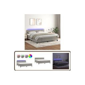 Vidaxl - Boxspringbett mit Matratze & led Hellgrau 180x200 cm Samt - Boxspringbett - Samtbett - Doppelbett - LED-Betten - Luxusbetten