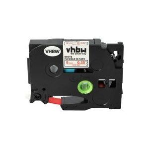 1x Schriftband-Kassette kompatibel mit Brother pt 900, 550, 540, 3600, 500-Series, 350, 340 Etiketten-Drucker 9mm Rot auf Weiß, Flexibel - Vhbw