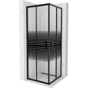 Mexen - Rio quadratische Duschkabine 70 x 70 cm, Gestreift, Schwarz - 860-070-070-70-20