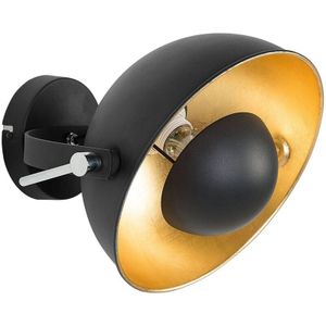 Wandleuchte Schwarz und Gold Metall verstallbarer Schirm Glockenförmig Industrie Look