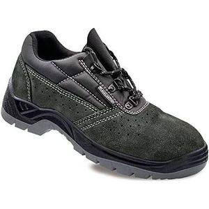 Sicherheitsschuhe aus grauem perforiertem Spaltleder s1p src Größe 42 blackleather