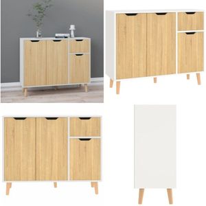 Vidaxl - Sideboard Weiß und Sonoma-Eiche 90x30x72 cm Holzwerkstoff - Kommode - Sideboard - Holz Sideboard - Regal - Wohnzimmermöbel - Home & Living