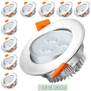 Tolletour - 10X 3W Kaltweiß led Einbaustrahler Deckenstrahler Einbauleuchten led Deckenspots Spots Deckenleuchte Einbauspots Einbauleuchten für das