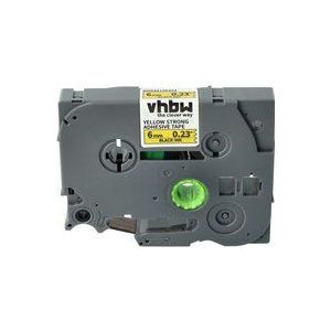 vhbw 1x Schriftband-Kassette kompatibel mit Brother PT E300VP, E110, E300, E105, E110VP, E100VP Etiketten-Drucker 6mm Schwarz auf Gelb, Extra Stark