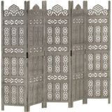 Vidaxl - 5tlg. Raumteiler Handgeschnitzt Grau 200×165cm Mango Massivholz