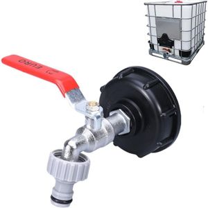 1000-l-Tankhahn mit Gartenschlauch-Hahnadapter, S60X6 IBC-Hahnanschluss, Gartenhahn für Regenwassersammler (1/2-Zoll-Kunststoffadapter)