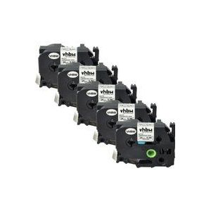 Vhbw - 5x Schriftband-Kassette kompatibel mit Brother P-Touch PT-E800KTW, PT-E800T, PT-E800TK, PT-E800W Etiketten-Drucker 24mm Schwarz auf Weiß