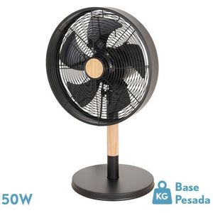 Tischventilator falcon schwarz/buche 3vel.45w 5 Flügel oszillierend und rotierend 59x35x28cm