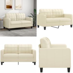 Vidaxl - 2-Sitzer-Sofa Creme 140 cm Kunstleder - 2-Sitzer Sofa - Cremefarbenes Sofa - Lederlook Sofa - Wohnzimmersofa - Gemütliches Sofa - Home &