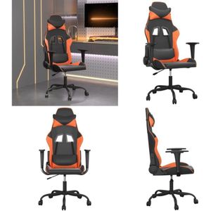 Vidaxl - Gaming-Stuhl mit Massagefunktion Schwarz und Orange Kunstleder - Gaming-Stuhl - Gamer Chair - PC-Stuhl - Schreibtischstuhl - Ergonomischer