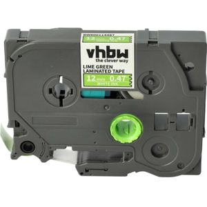 1x Schriftband-Kassette kompatibel mit Brother pt 1800+, 1810, 1830SC, 1850CC, 1830VP, 1830, 1850 Etiketten-Drucker 12mm Weiß auf Hellgrün - Vhbw