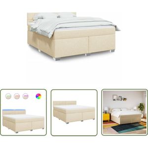 VidaXL Boxspringbett mit Matratze Creme 180x200 cm Stoff