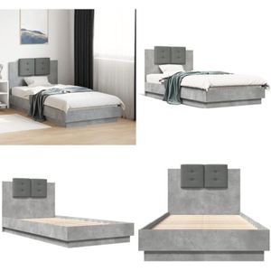 Vidaxl - Bettgestell mit Kopfteil Betongrau 90x190 cm Holzwerkstoff - Bettes - Doppelbett - Boxspringbett - Holzrahmen Bett - Bettgestell - Home &