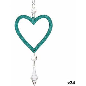 Glitter Green Plastic Christmas Heart Ornament 9 x 16 x 2 cm (24 Stück) - Krist+