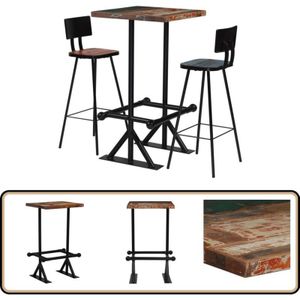 Vidaxl - Bar-Set 3-tlg. Altholz Massiv Mehrfarbig - Essbereich - Barhocker - Bartisch - Vintage Möbel - Industrielles Design