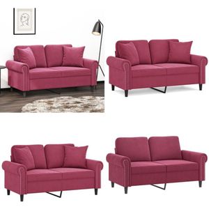 Vidaxl - 2-Sitzer-Sofa mit Zierkissen Weinrot 120 cm Samt - Samtsofa - Wohnlandschaft - 2er Sofa - Couchtisch - Sessel - Home & Living