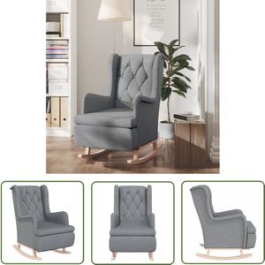 The Living Store - Schaukelsessel mit Kautschukholz-Beinen Hellgrau Stoff - Schaukelsessel - Esszimmerstuhl - Lounge Chair - Bequemlichkeit - Grau