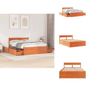 Vidaxl - Massivholzbett ohne Matratze Wachsbraun 135x190 cm Kiefernholz - Massivholzbette - Holzbetten - Kiefernbett - Doppelbett - Boxspringbett