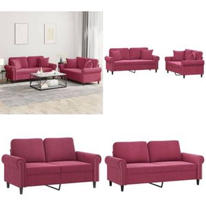 Vidaxl - 2-tlg. Sofagarnitur mit Kissen Weinrot Samt - Samtsofa - Wohnzimmersofa - Couchgarnitur - 2er Sofa - Weinrot - Home & Living