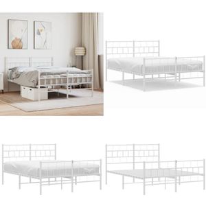 Vidaxl - Bettgestell mit Kopf- und Fußteil Metall Weiß 160x200 cm - Bettgestell - Metallbett - Weißes Bett - Doppelbett - Boxspringbetten - Home &