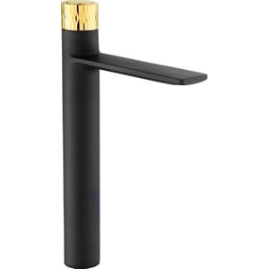Mexen - Zero+ hohe Waschtischarmatur, Schwarz/Gold - 71610-75