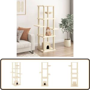 Vidaxl - Kratzbaum mit Sisal-Kratzsäulen Creme 154 cm - Katzenkratzbaum - Kratzbaum Sisal - Katzenmöbel - Katzenkletterstange - Katzensofa