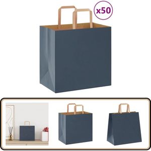 Papiertragetaschen 50 Stk. mit Henkeln Blau 26x17x25 cm - Vidaxl