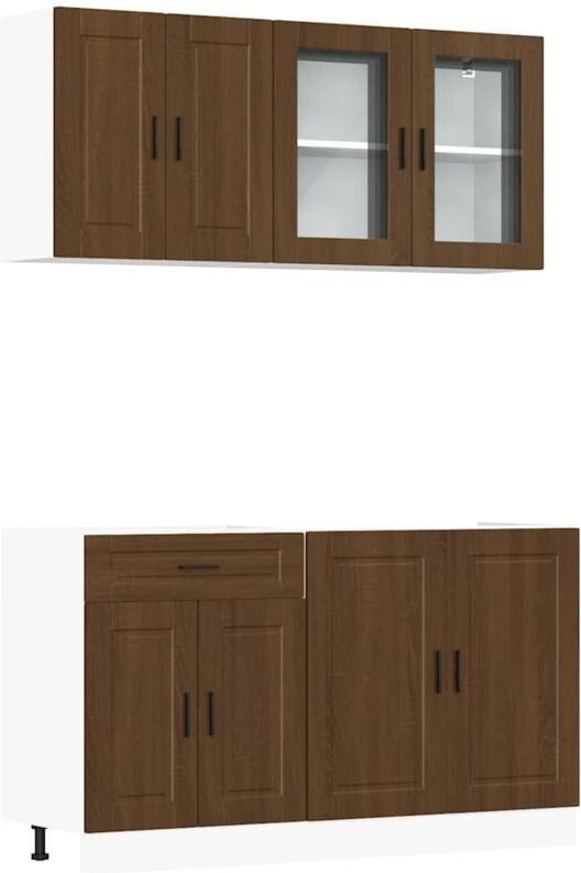 Vidaxl - 4-tlg. Küchenschrank-Set Porto Braun Eichen-Optik Holzwerkstoff