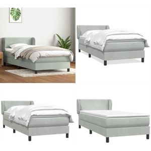 vidaXL Boxspringbett mit Matratze Hellgrau 80x210 cm Samt