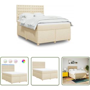 VidaXL Boxspringbett mit Matratze Creme 140x200 cm Stoff