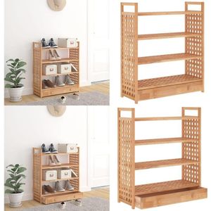Schuhregal mit Schublade 70x27x81 cm Massivholz Nussbaum - Holz Schrank - Schuhschrank - Nusshholz Regal - Aufbewahrungsbox - Garderobe - Home &