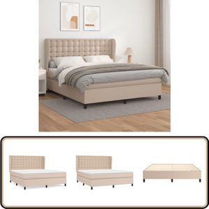 Vidaxl - Boxspringbett Matratze Cappuccino-Braun 180x200 cm Kunstleder - Boxspringbett - Betten - Doppelbett - Luxusbett - Lederbett
