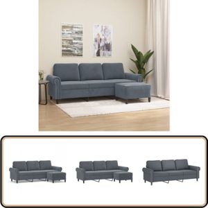 Vidaxl - 3-Sitzer-Sofa mit Hocker Dunkelgrau 180 cm Samt - Samtsofa - 3-Sitzer-Sofa - Lounge Möbel - Wohnzimmer Dekoration - Grau Sofa