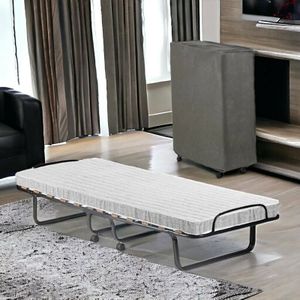Talamo Italia - Klappbett Dparis, Feldbett mit 12 Lattenrosten, inklusive Matratze, platzsparendes Bett, 100% Made in Italy, 80x190h37 cm, inklusive