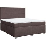 Boxspringbett mit Matratze Dunkelbraun 200x200 cm Stoff vidaXL