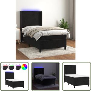 Boxspringbett mit Matratze & led Schwarz 80x200 cm Samt - Boxspringbett - Doppelbett - Samtbett - Luxusbett - Schlafzimmermöbel - The Living Store