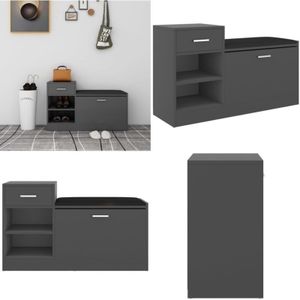 Vidaxl - Schuhbank Grau 94,5x31x57 cm Holzwerkstoff - Schuhschrank - Schuhbank - Garderobe - Eingangsbereich - Flurmöbel - Home & Living