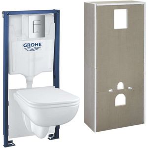Grohe Solido+ - Set Vorwandelement, WC Start Edge Ceramic und Sitz, SoftClose, Rimless, Betätigungsplatte Even, Chrom 36532000