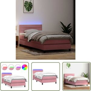 VidaXL Boxspringbett mit Matratze Rosa 80x220 cm Samt